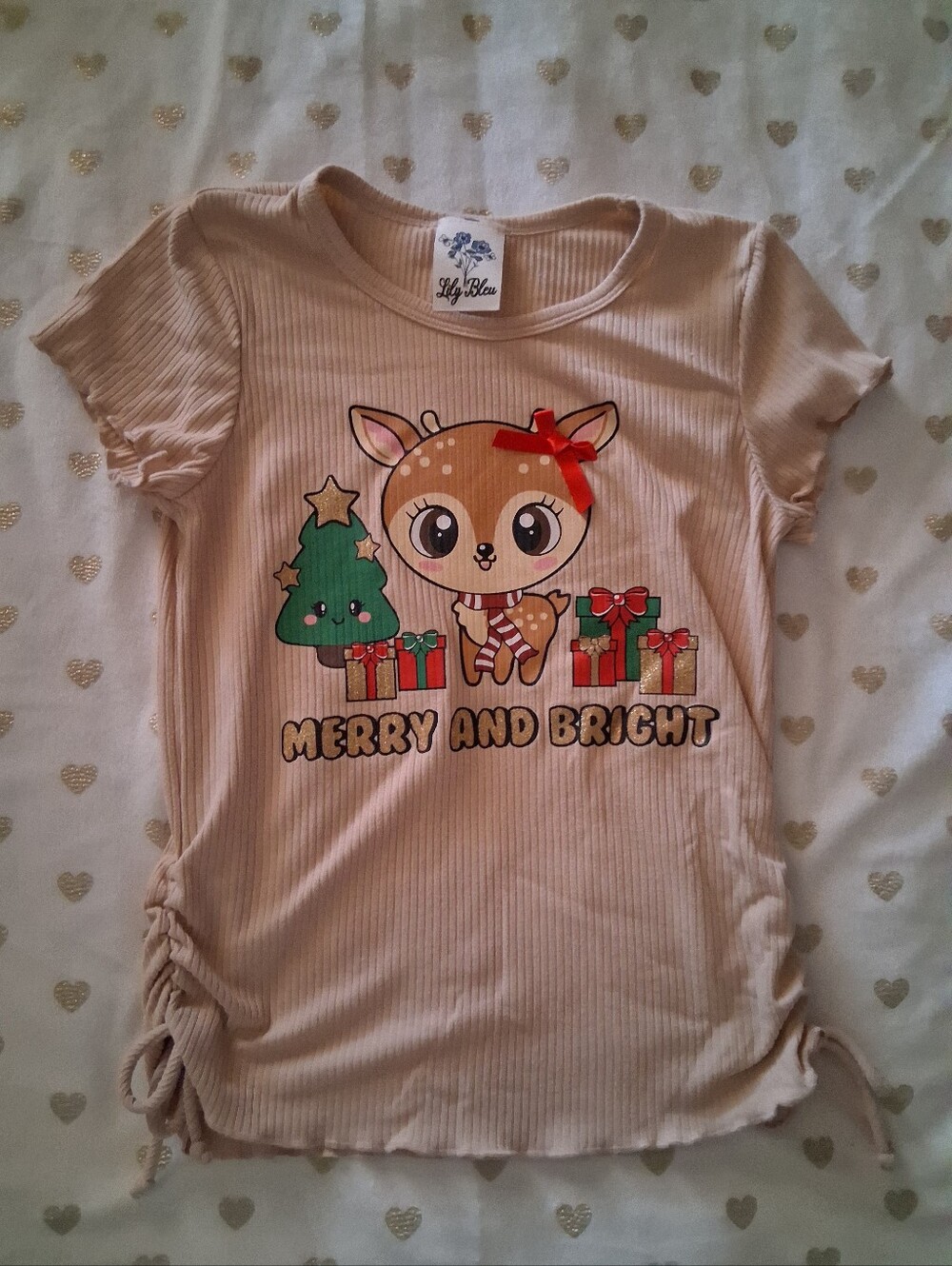 10/$40 Lily Bleu Girls Ribbed 'Merry and Bright' Tee